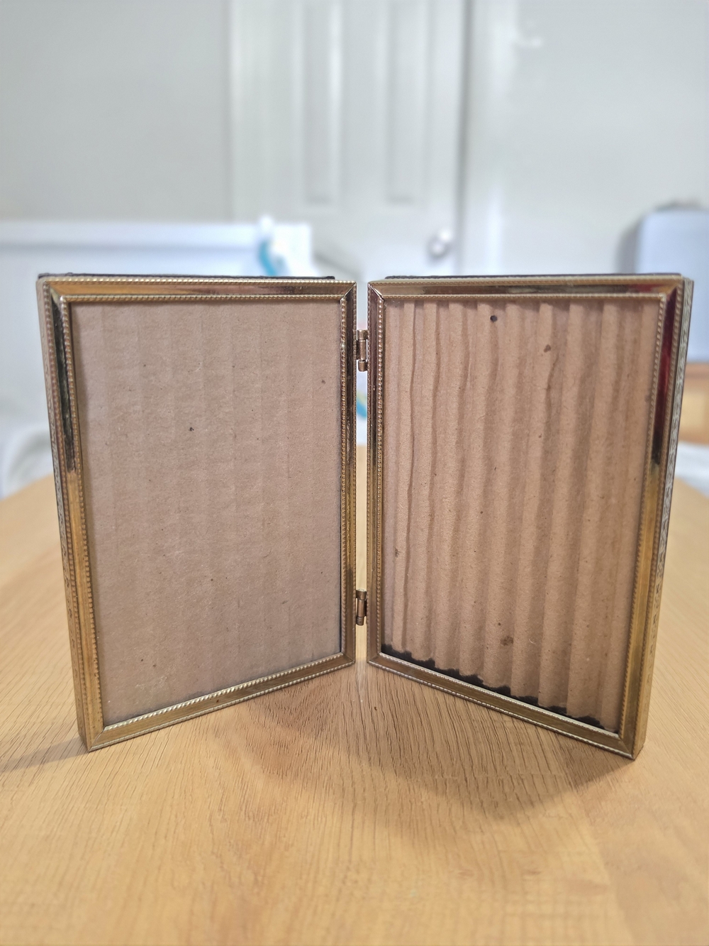 Gold Tone Double Hinged Folding Picture Frame NWOT